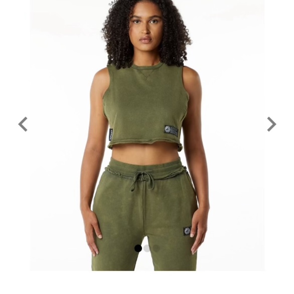 NWT alphalete large terry crop cutoff - green adventurine